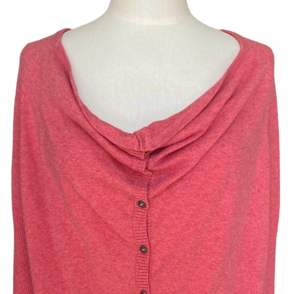 Eileen Fisher Organic Cotton Slouchy Cardigan Button Cowl Neck Barbiecore  -PS - Picture 4 of 14